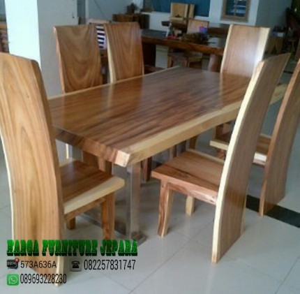 Meja makan minimalis kayu trembesi solid